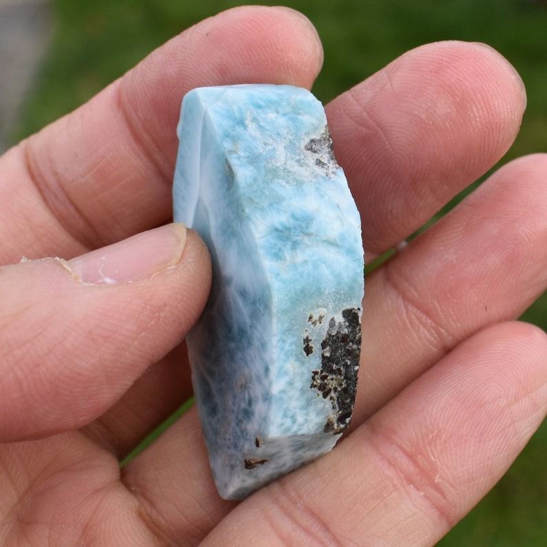 Larimar Dolphin Stone Freeform Raw Slab Slice - 22 grams - #018