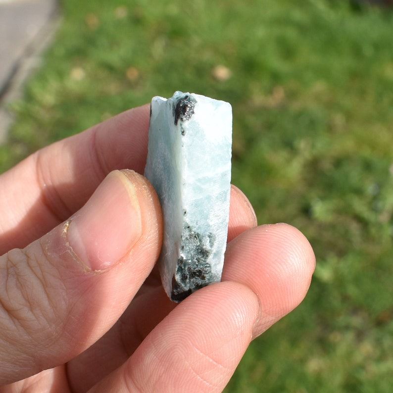 Larimar Dolphin Stone Freeform Raw Slab Slice - 14 grams - #09