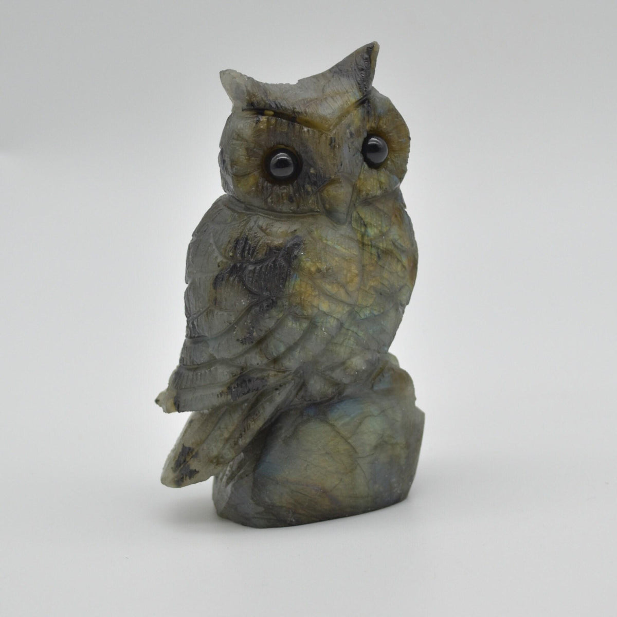 Labradorite Crystal Carved Owl - 10cm - 315 grams #19
