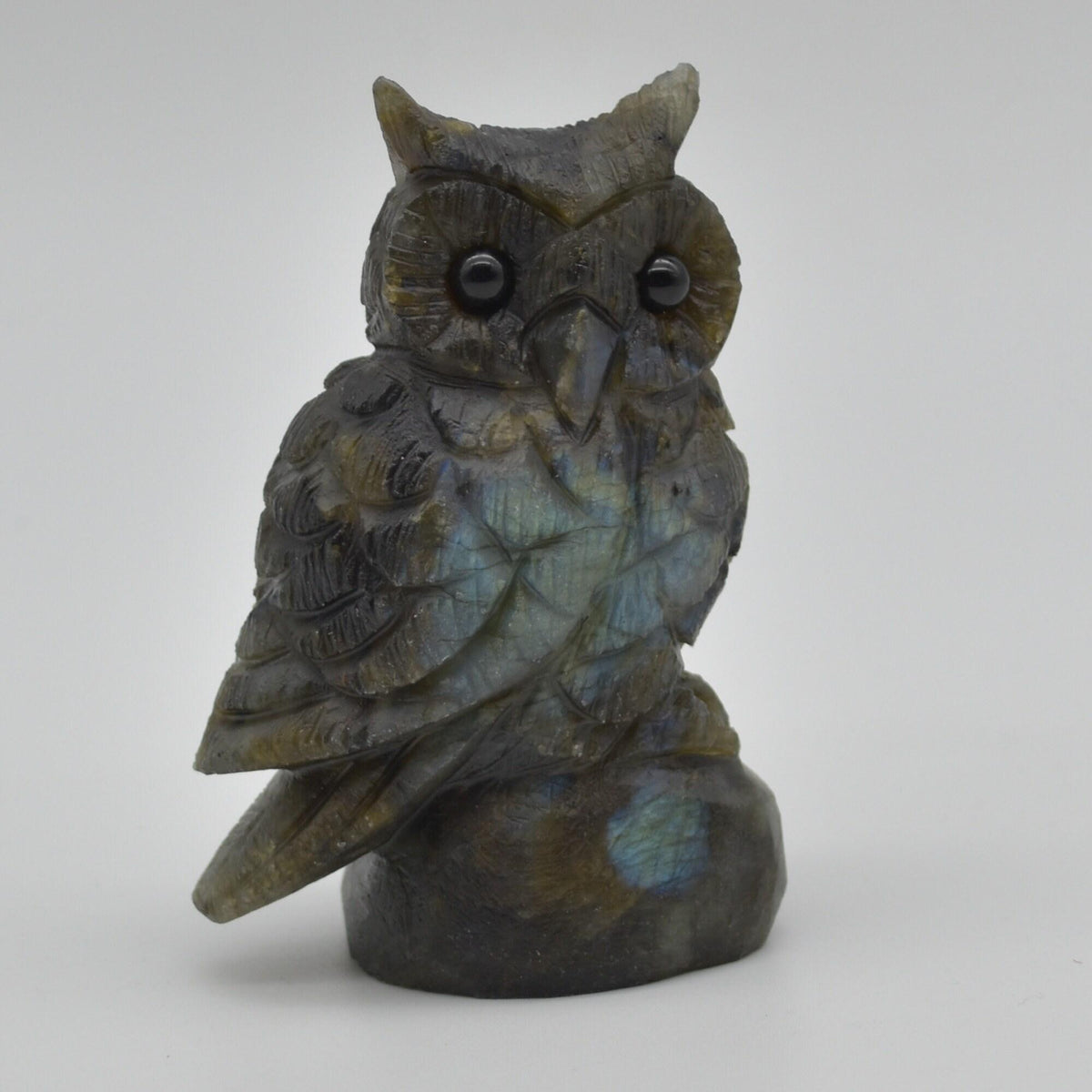 Labradorite Crystal Carved Owl - 8.5cm - 196 grams #16