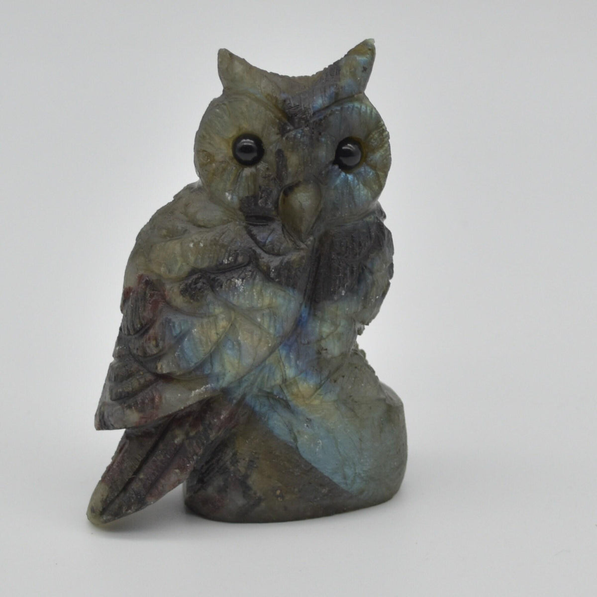 Labradorite Crystal Carved Owl - 8cm - 148 grams #09