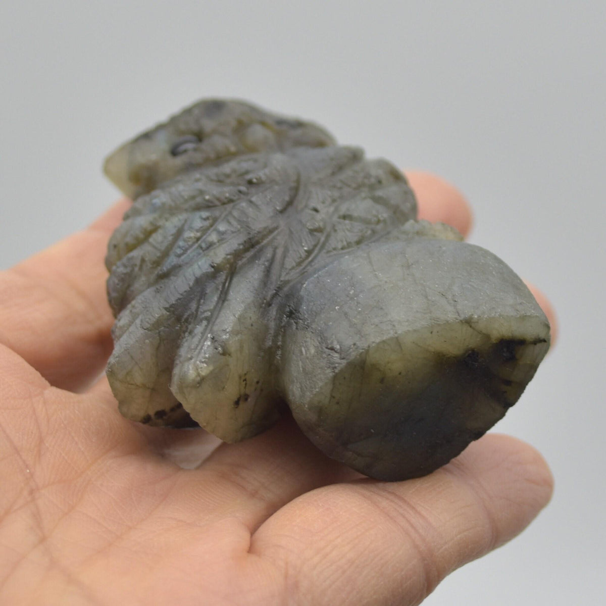 Labradorite Crystal Carved Owl - 7.5cm - 121 grams #08