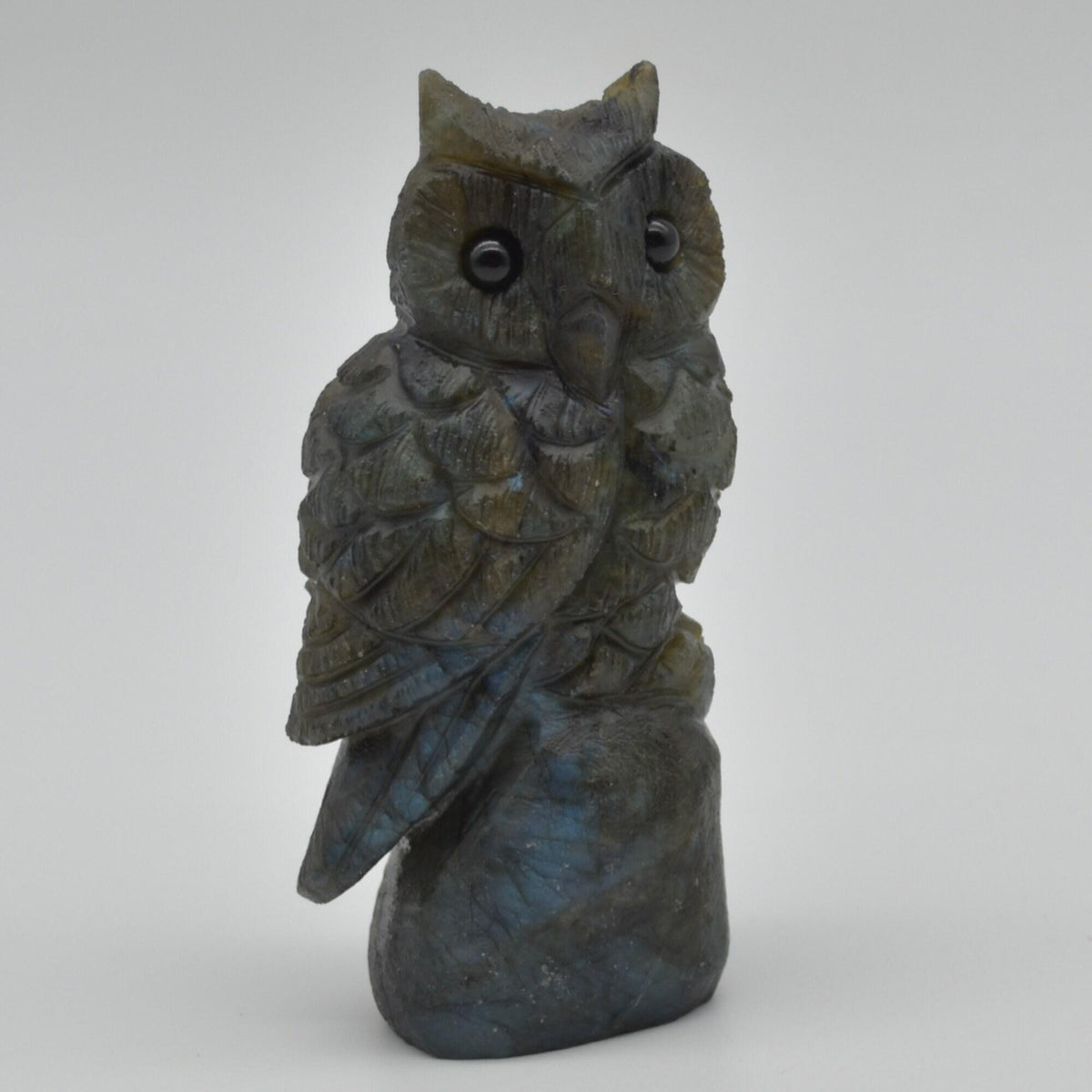 Labradorite Crystal Carved Owl - 9cm - 171 grams #06