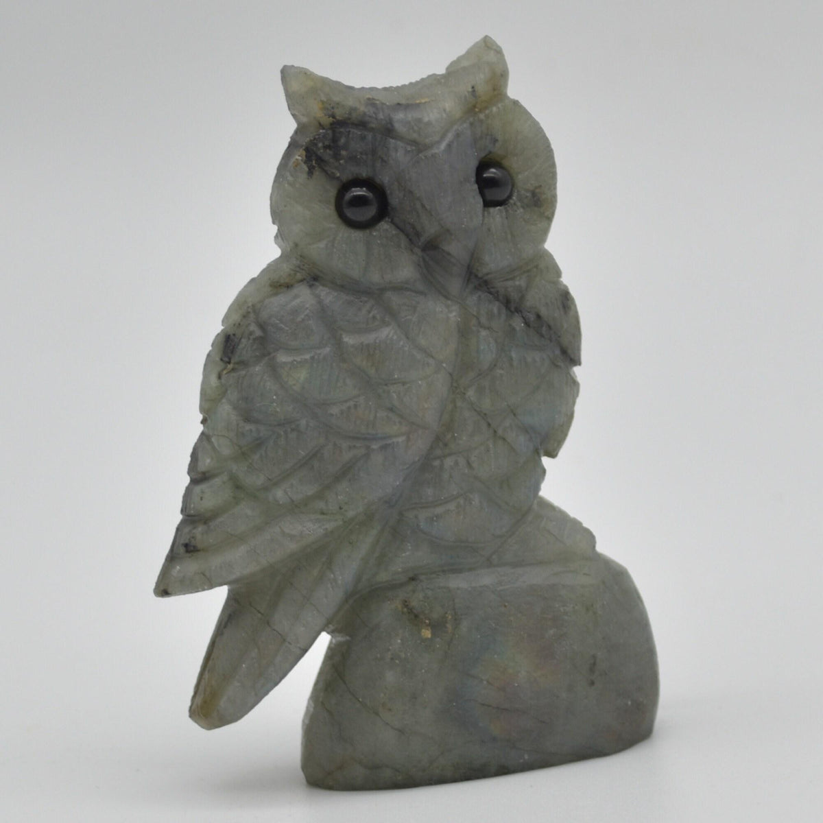 Labradorite Crystal Carved Owl - 8cm - 124 grams #02