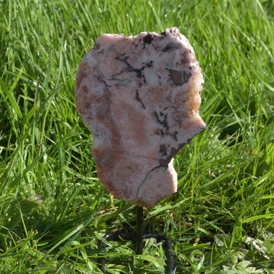 Large Pink Amethyst Crystal Slab, Slice with Stand - 800 grams - 23cm