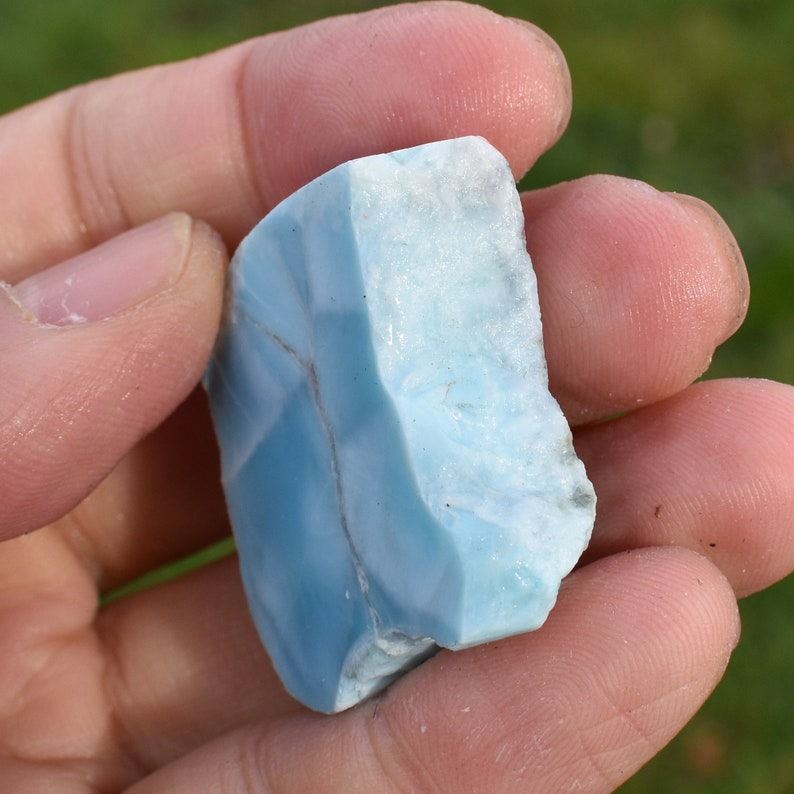 Larimar Dolphin Stone Freeform Raw Slab Slice - 29 grams - #026