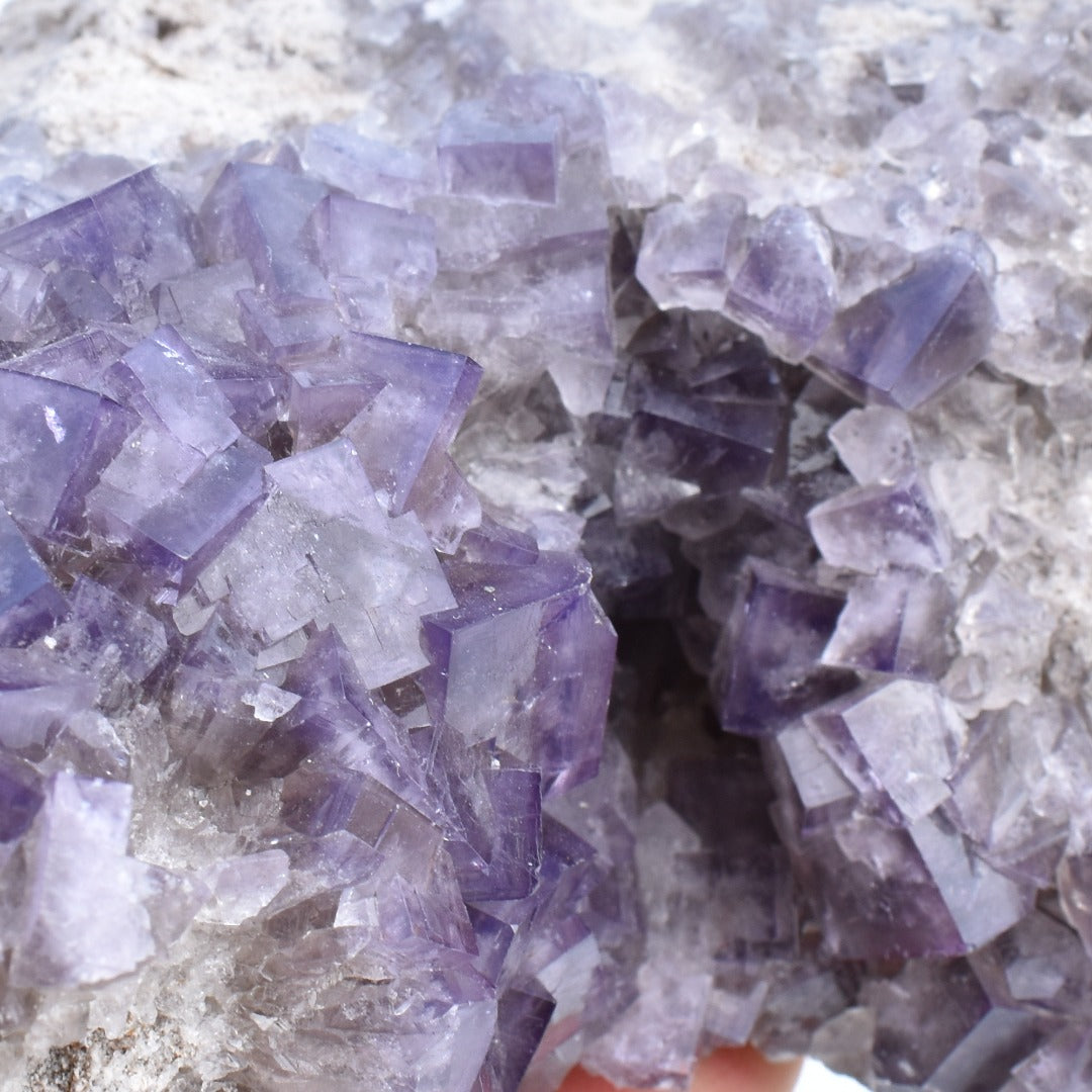 Purple Fluorite (with Calcite) Raw Cluster Specimen - Sourced Greenlaws Mine, England, UK - 613 grams #GLF02-04