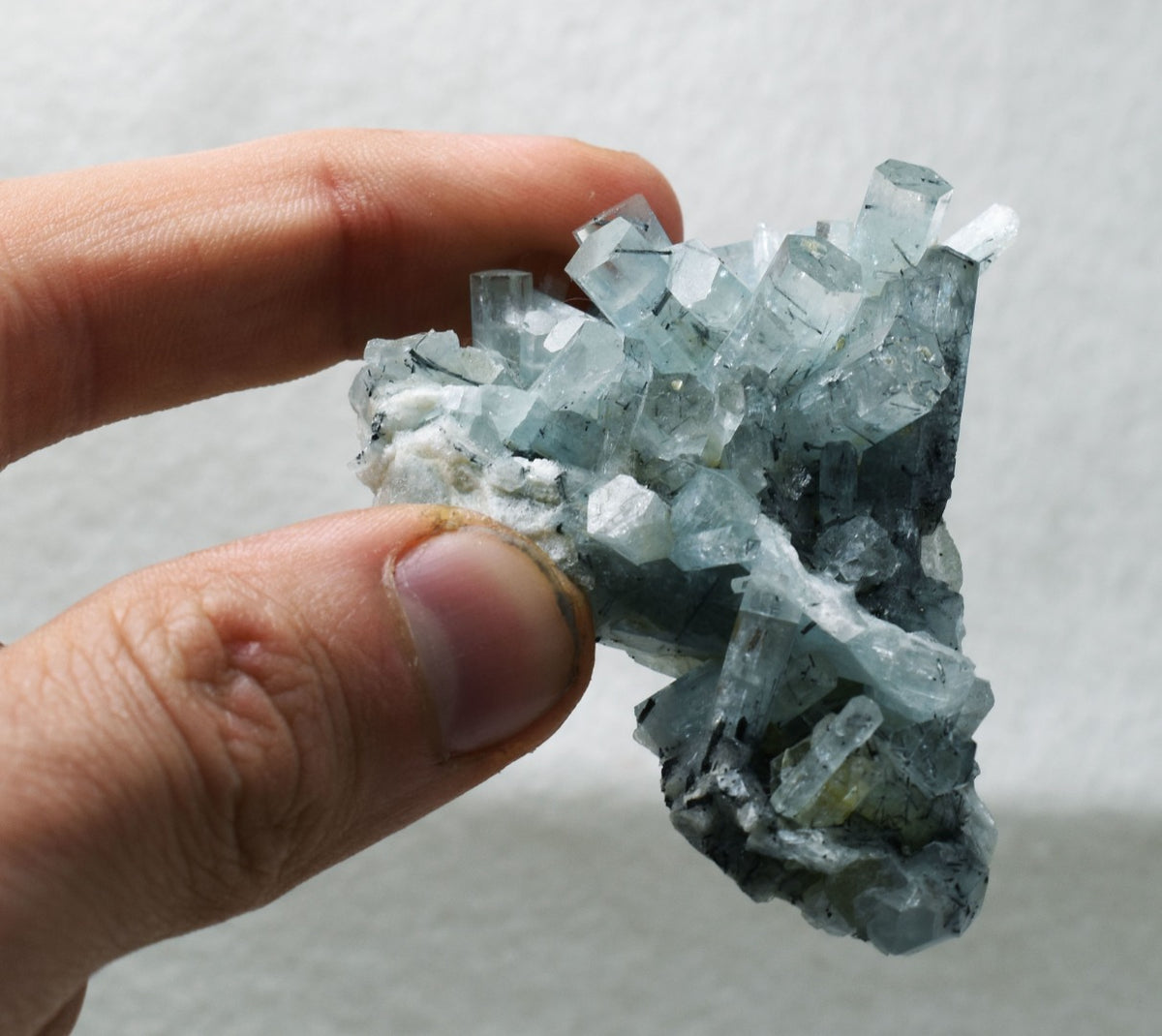 Beryl var. Aquamarine with Schorl Black Tourmaline from Erongo Mountains, Namibia - 43.7 grams #A24