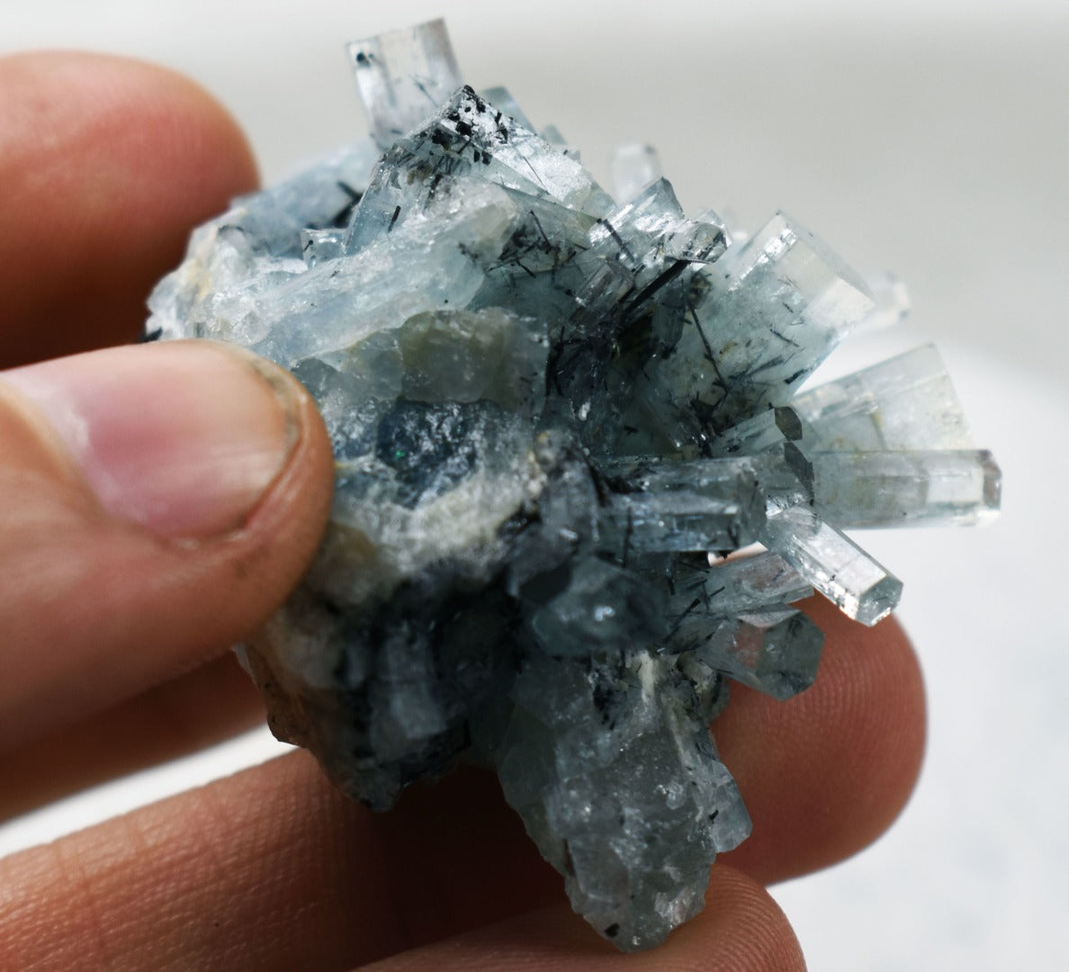 Beryl var. Aquamarine with Schorl Black Tourmaline from Erongo Mountains, Namibia - 27.9 grams #A31