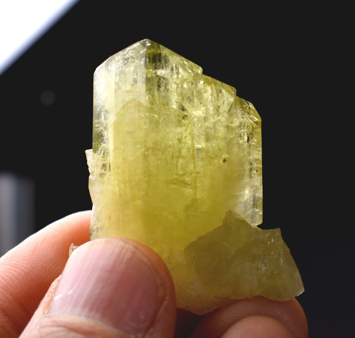 Brazilianite Crystal Cluster with Albite - from Linopolis, Minas Gerais, Brazil, museum quality, 19g