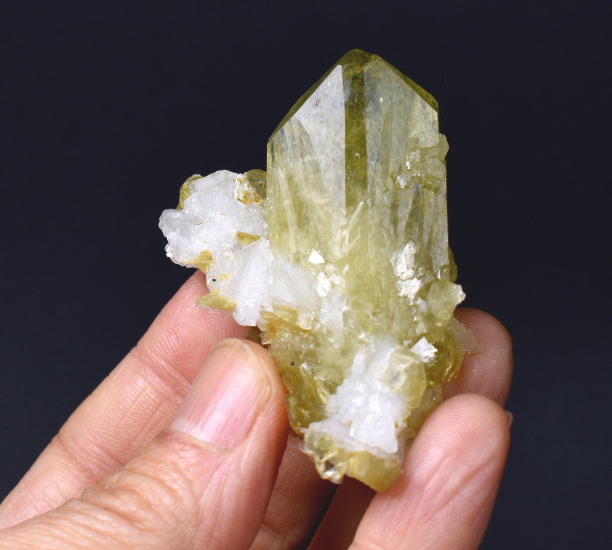 Brazilianite Crystal Cluster with Albite & Muscovite - from Linopolis, Minas Gerais, Brazil, museum quality, 40g