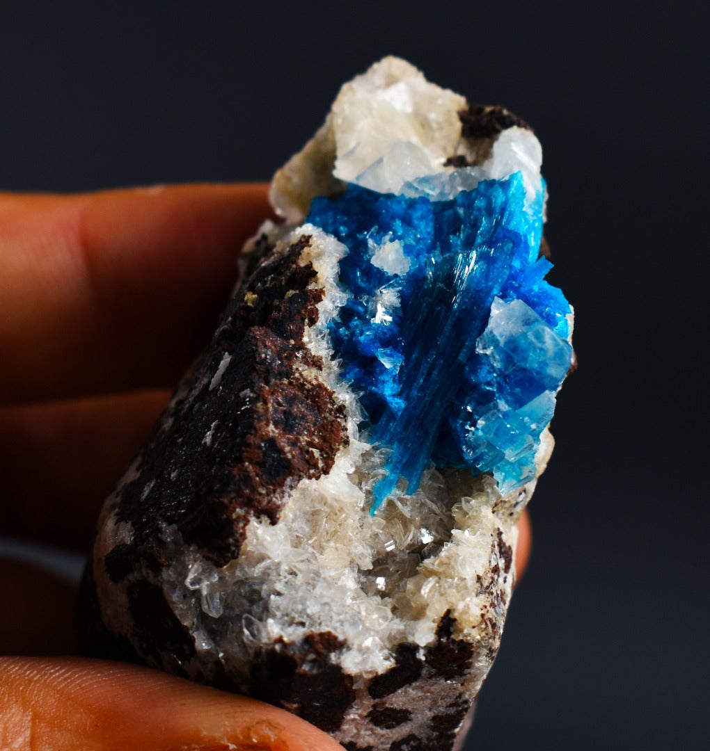 Rare Cavansite Cluster with Calcite & Stilbite On Matrix from Wagholi, Pune, India - 63 grams