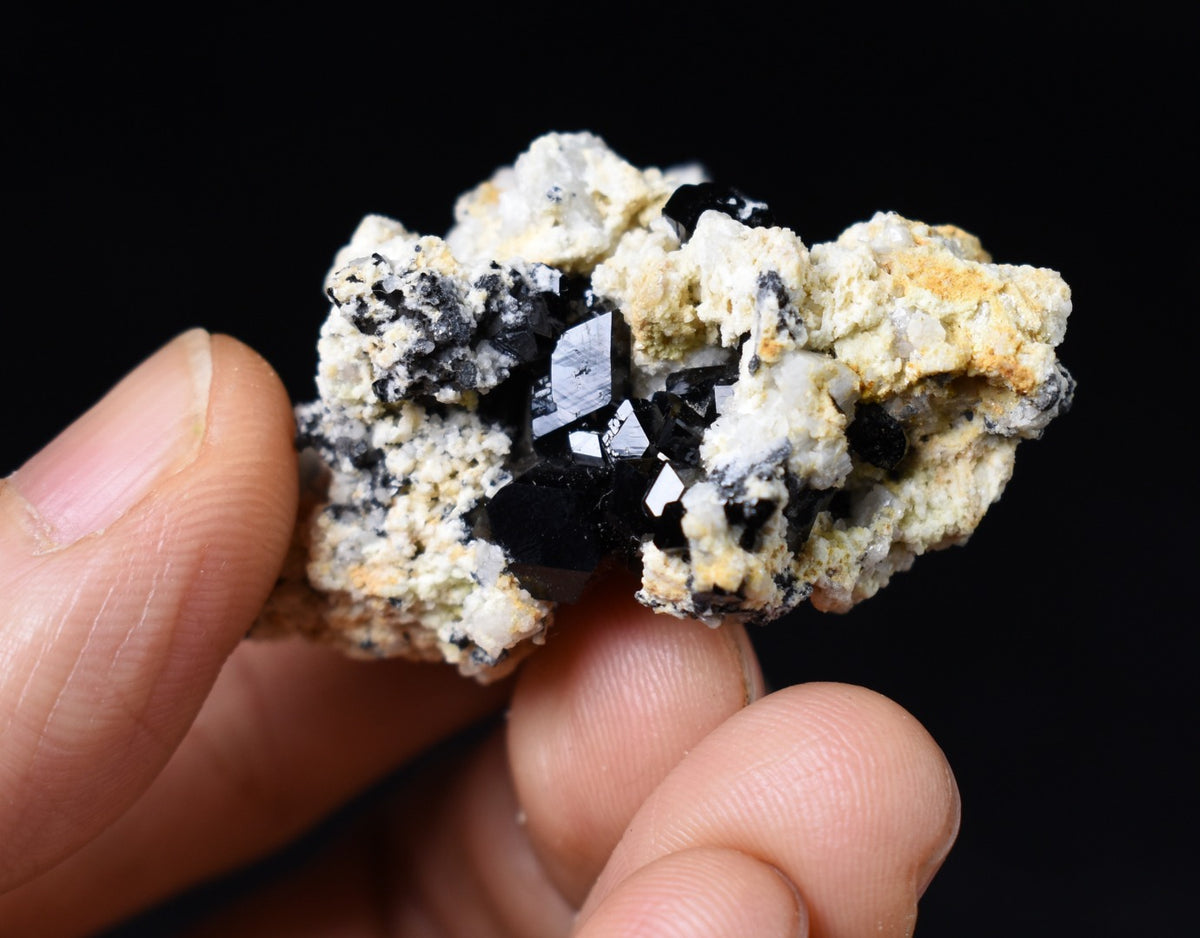 Lustrous Black Tourmaline On Feldspar - Raw Schorl Crystal Cluster - Natural Mineral Specimen - 29 Grams - Crystal Decor