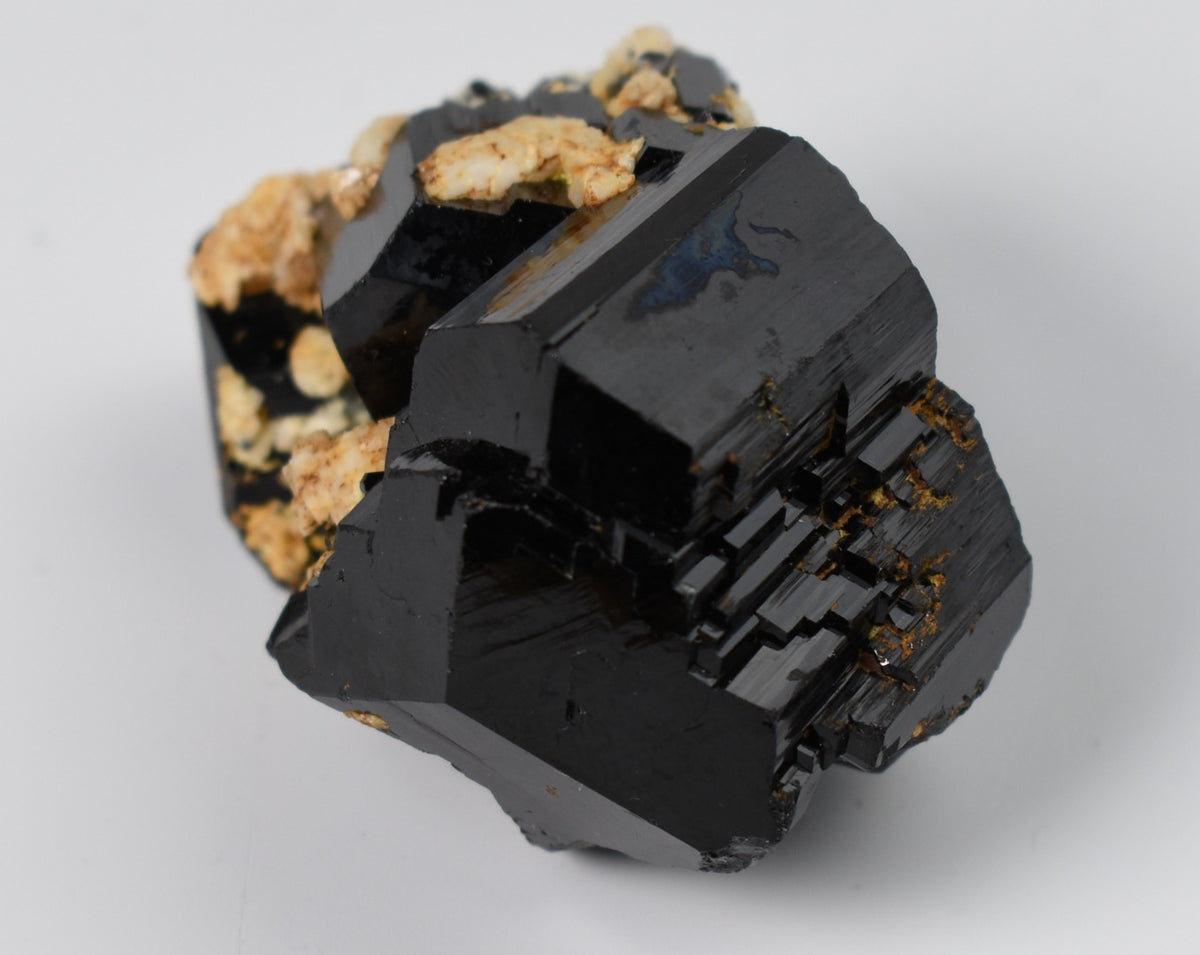 Lustrous Black Tourmaline On Feldspar - Raw Schorl Crystal Cluster - Natural Mineral Specimen - 101 Grams - Crystal Decor