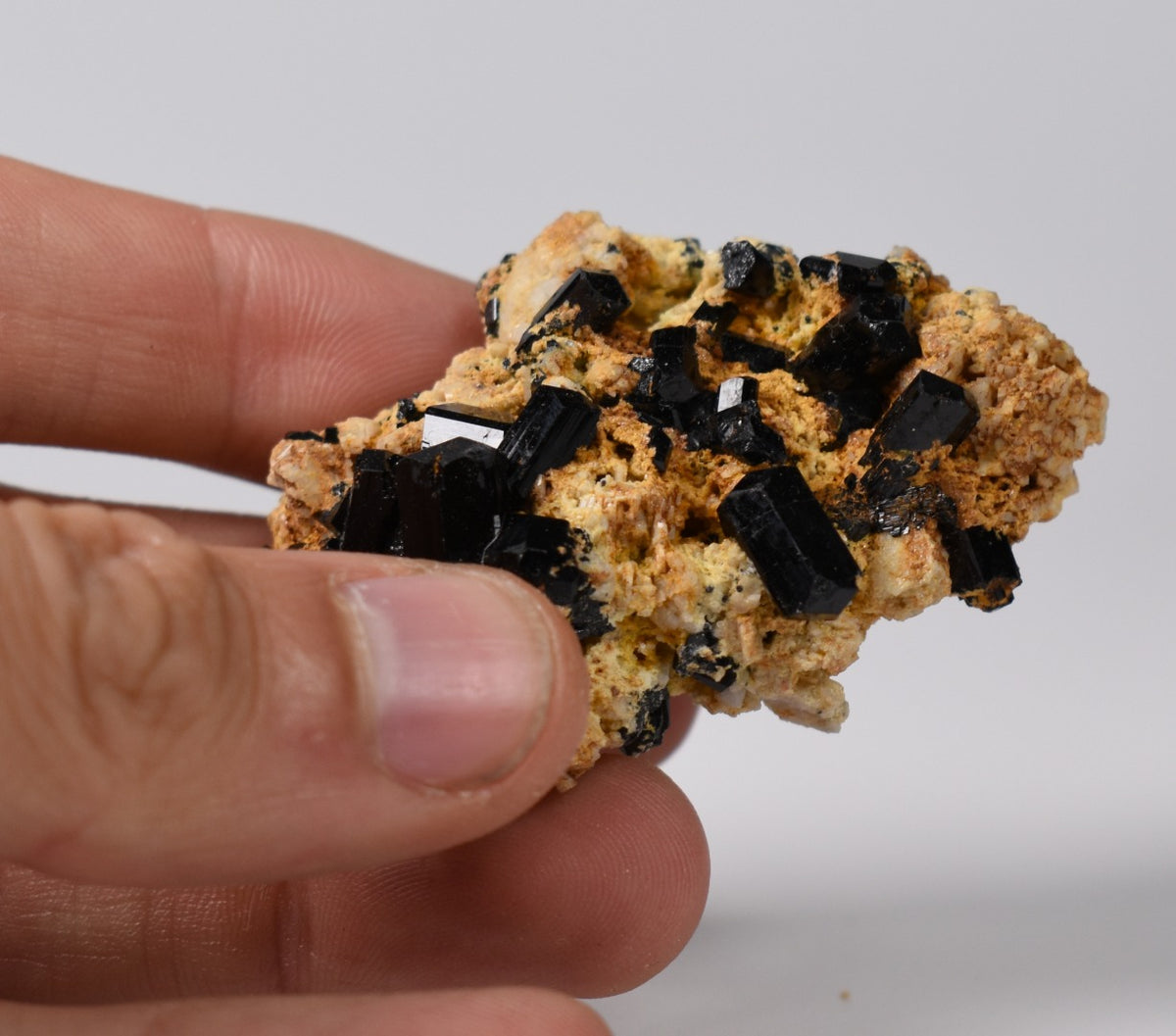 Lustrous Black Tourmaline On Feldspar - Raw Schorl Crystal Cluster - Natural Mineral Specimen - 47 Grams - Crystal Decor
