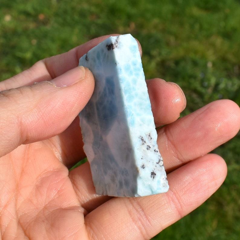 Larimar Dolphin Stone Freeform Raw Slab Slice - 37 grams - #010