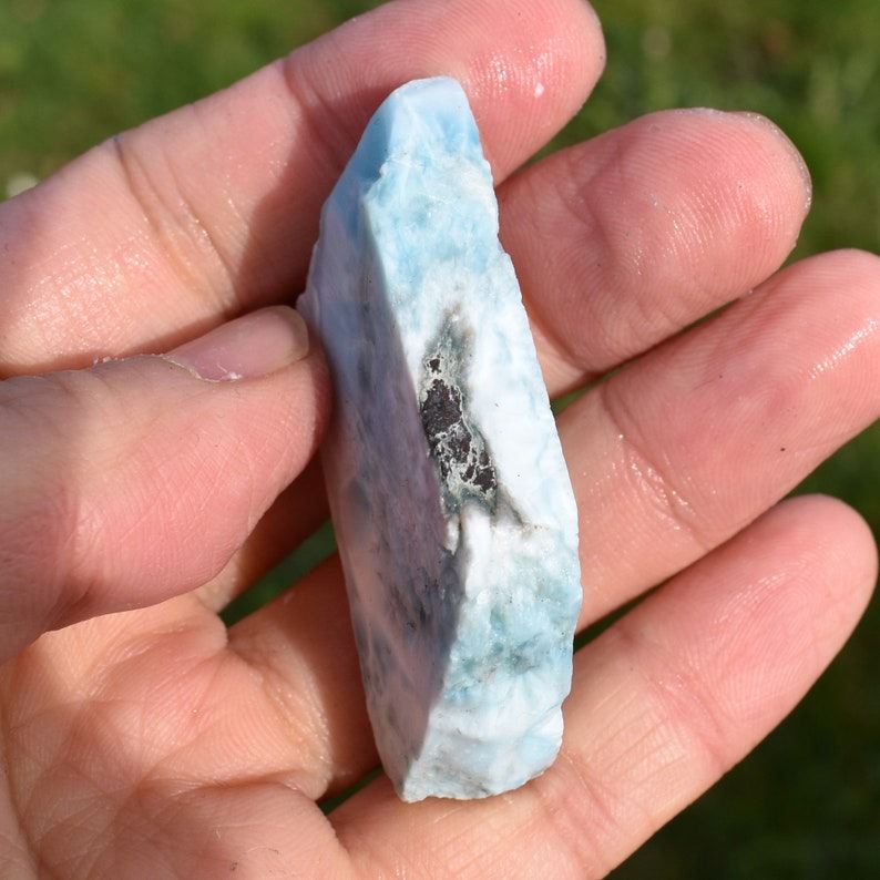 Larimar Dolphin Stone Freeform Raw Slab Slice - 32 grams - #038