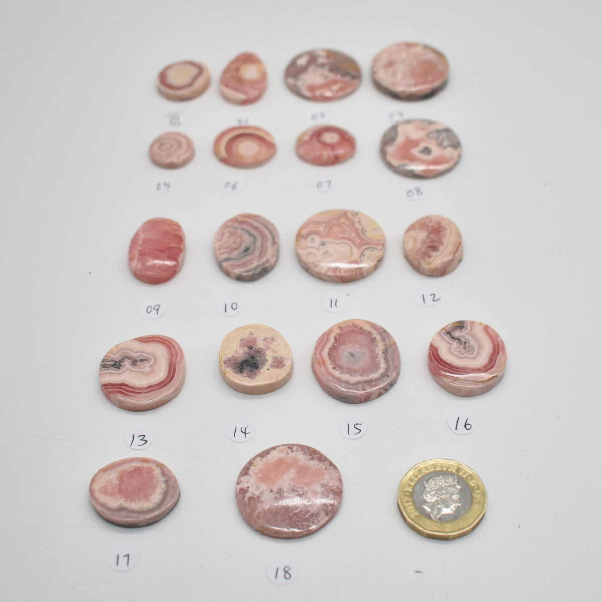 Rhodochrosite Cabochons from Argentina - Lot 1 - 18 options