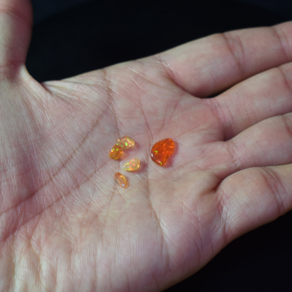 Mexican Polished Fire Contraluz Opal Chips, Stones - 5 Count - 2.1ct - #17