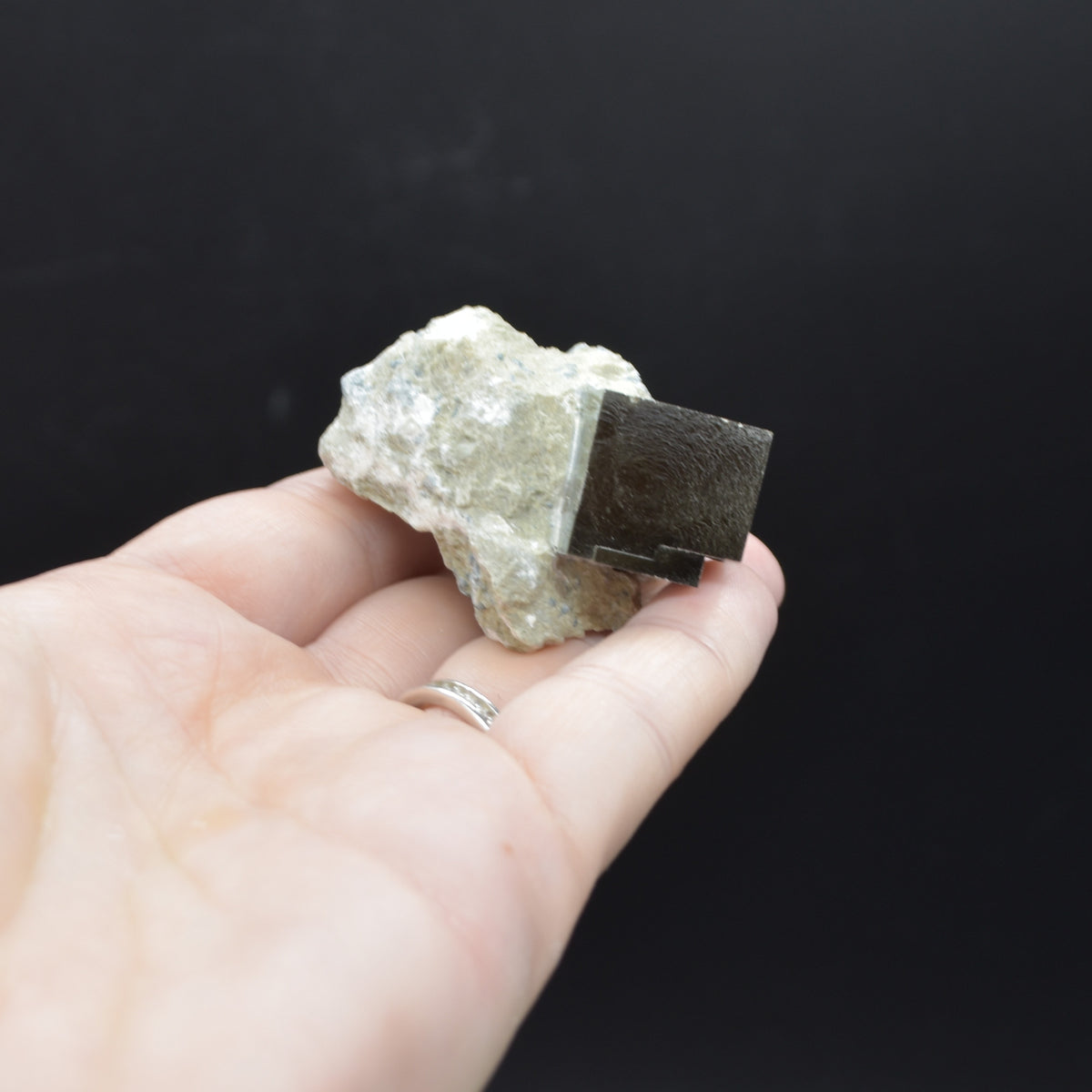 Pyrite Natural Crystal Cube Cluster in Basalt from Navajun, Spain, Fools Gold, 56 grams #18