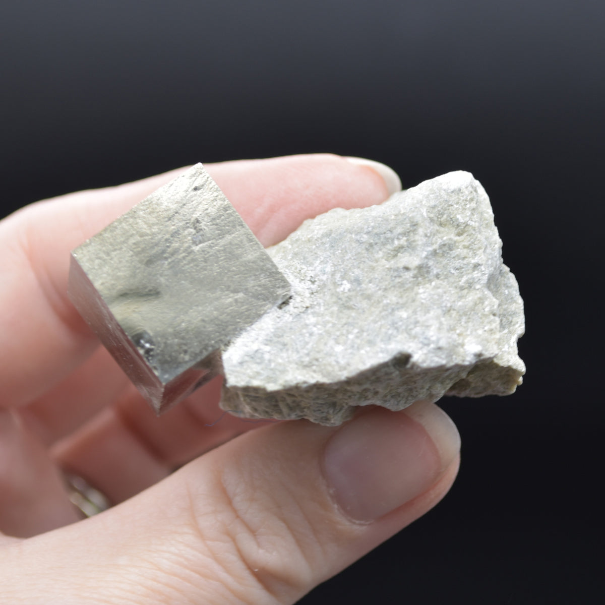 Pyrite Natural Crystal Cube Cluster in Basalt Matrix from Navajun, Spain, Fools Gold, 65 grams #38