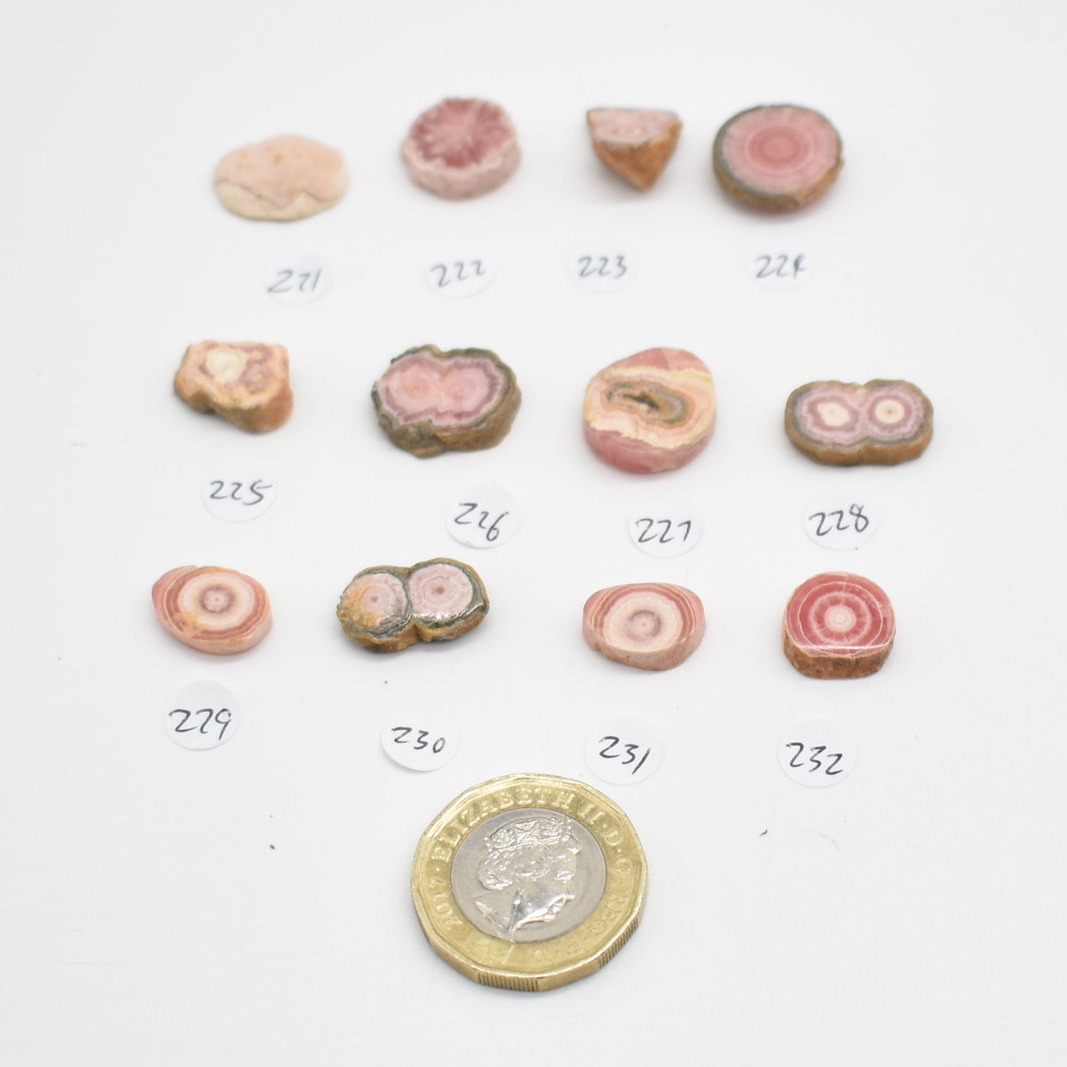 Rhodochrosite Stalactite Slices from Argentina - Lot 2 - 12 options