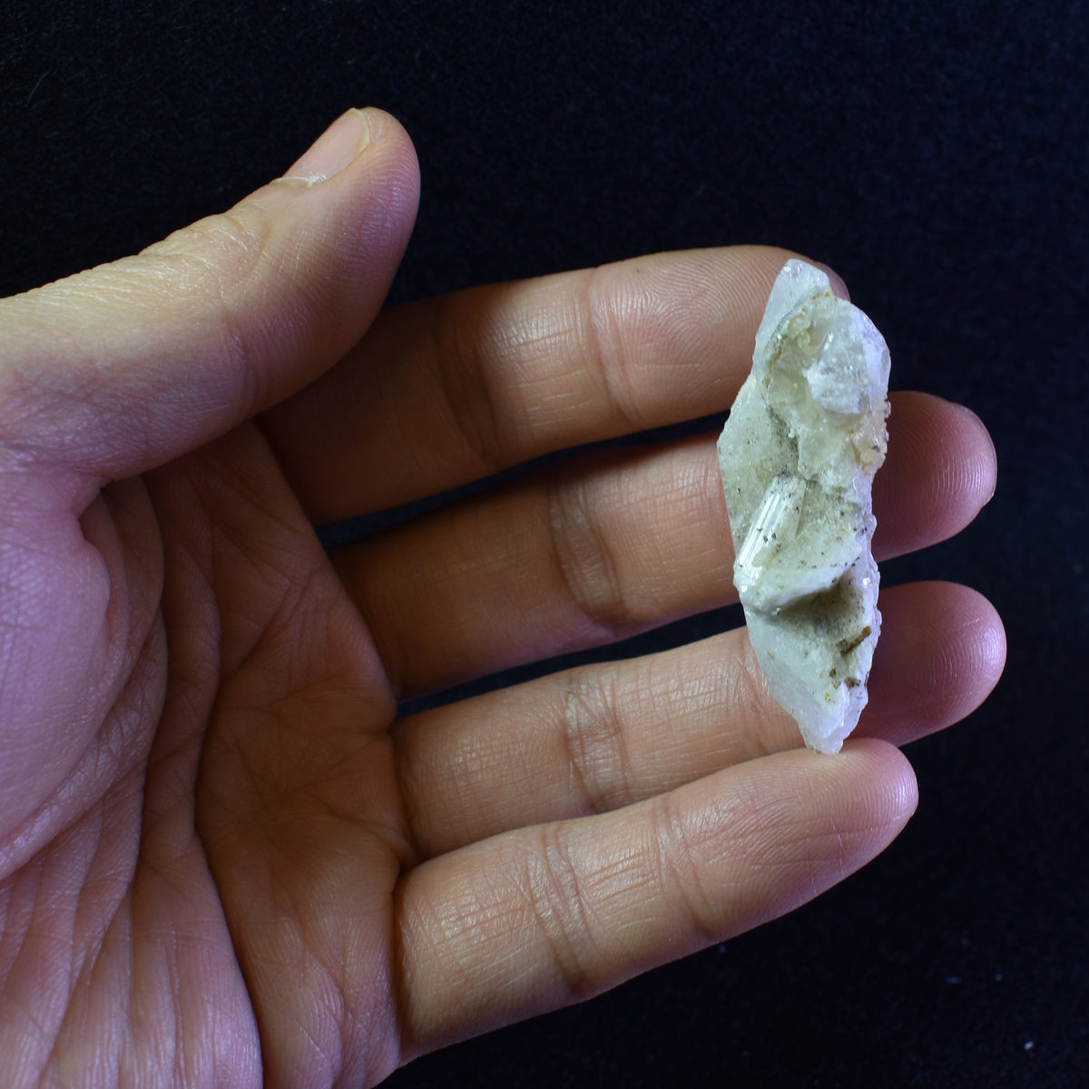 Danburite (with Calcite, Pyrite and Sphalerite) UV Reactive Crystal Raw Point Specimen from Mexico - 16 grams - #35