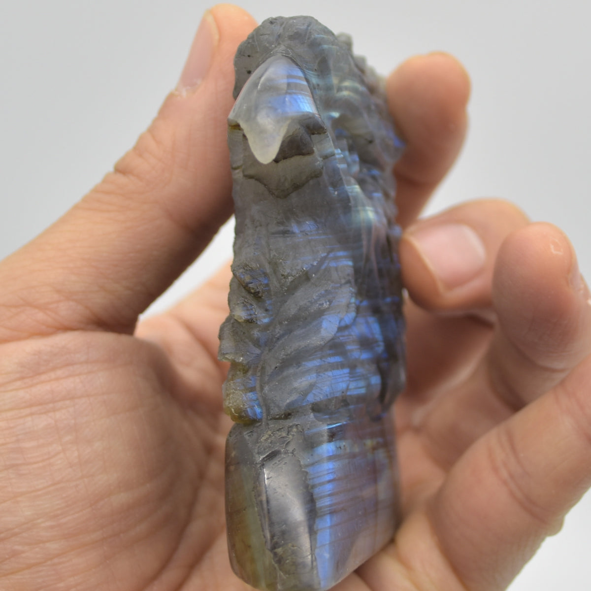 Labradorite Flat Crystal Eagle Head - 8cm x 6cm x 2cm - 154 grams # 01
