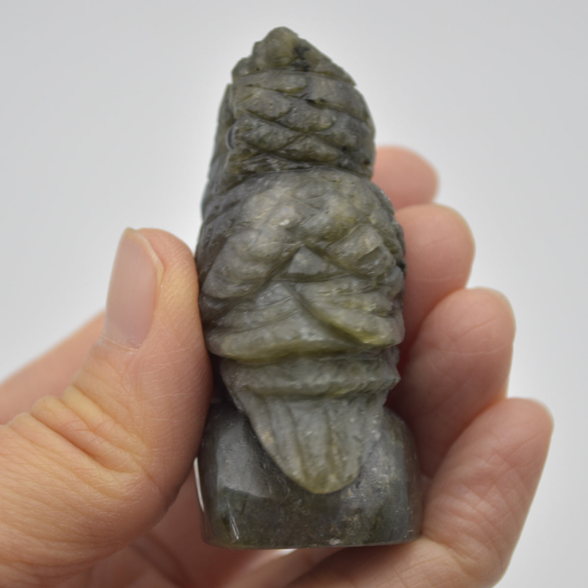Labradorite Crystal Owl on Rock - 6cm x 3.5cm x 2.5cm - 70 grams #02