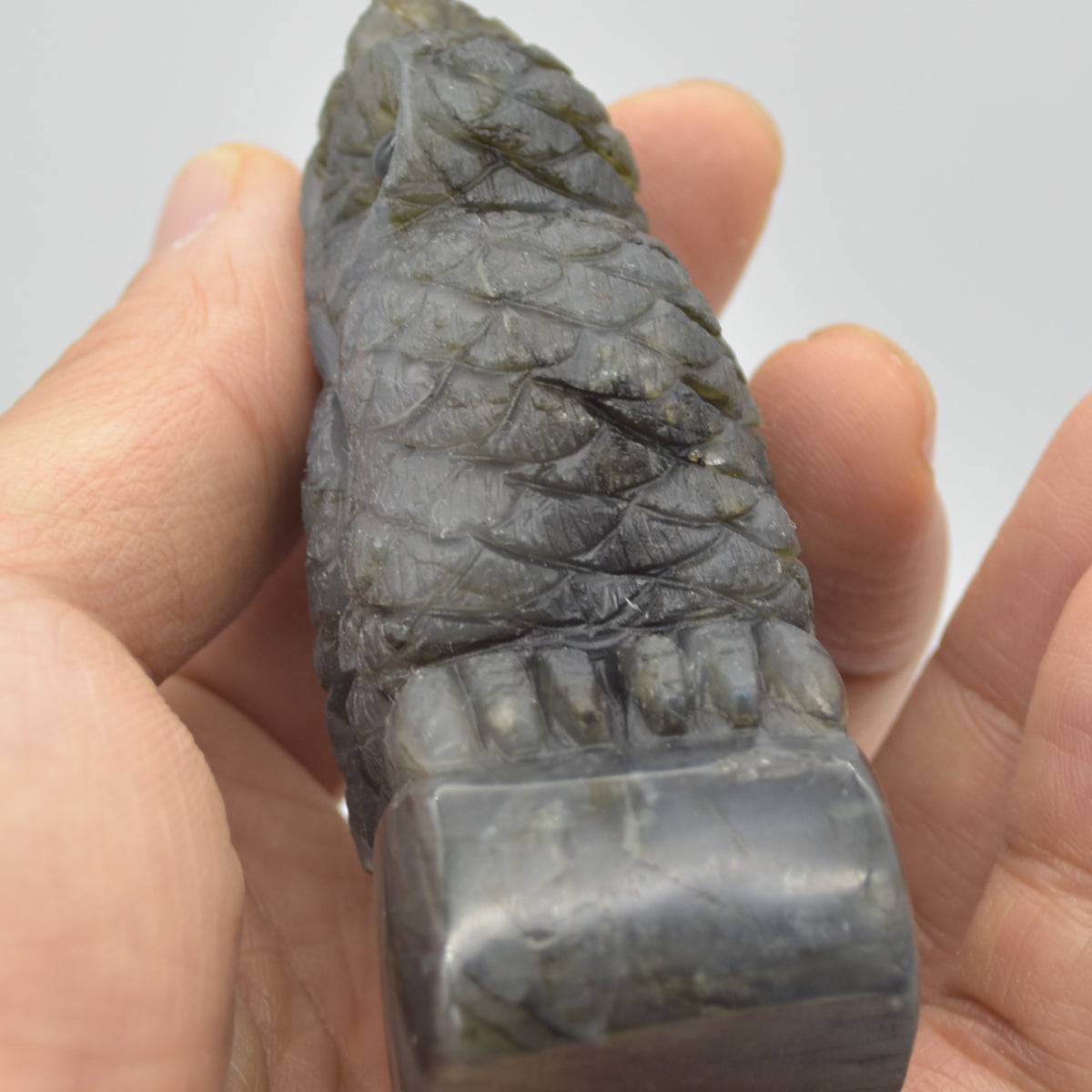 Labradorite Crystal Owl on Rock - 7.5cm x 4.5cm x 3cm - 136 grams #10