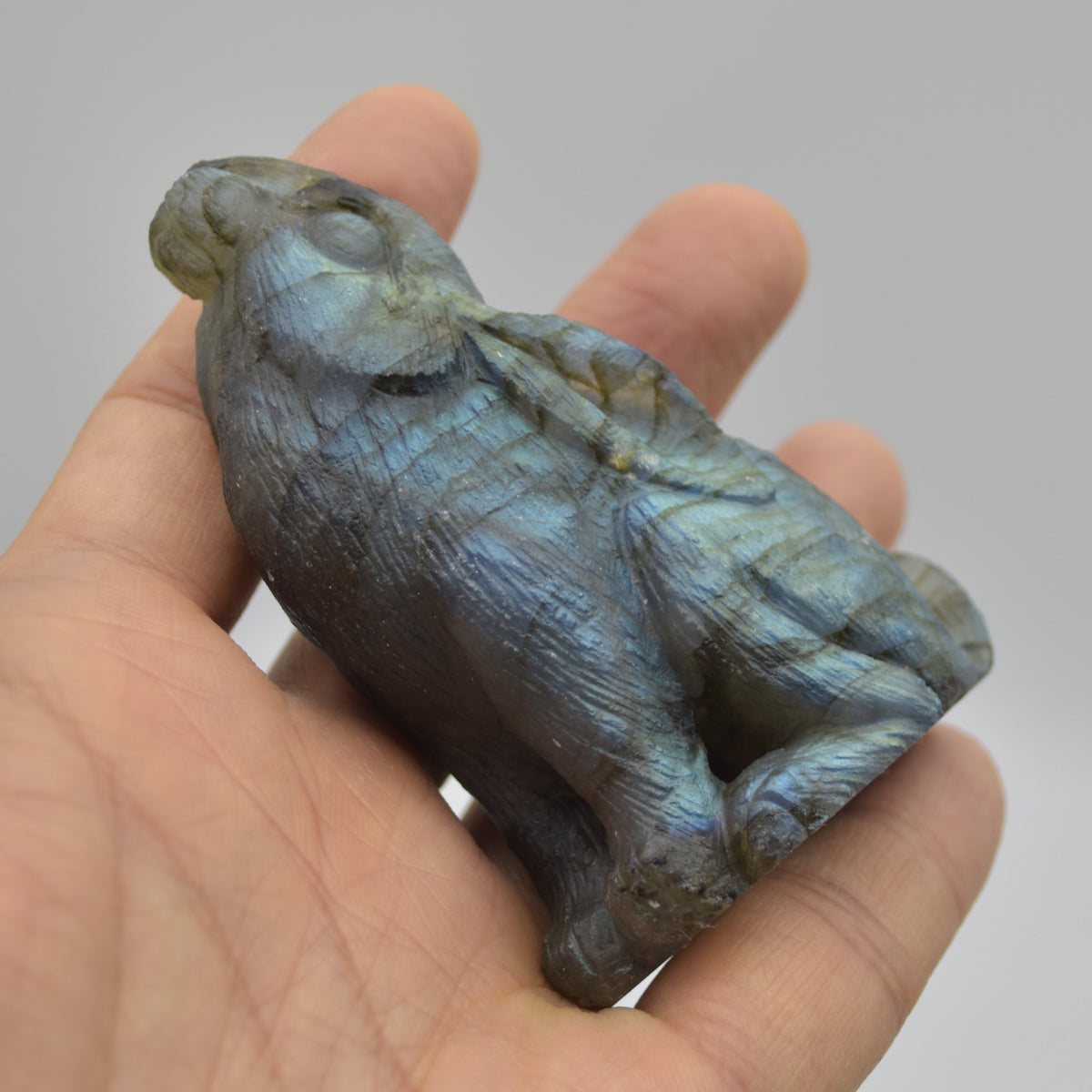 Labradorite Crystal Rabbit Hare - 8cm x 5.5m x 3cm - 133 grams #04