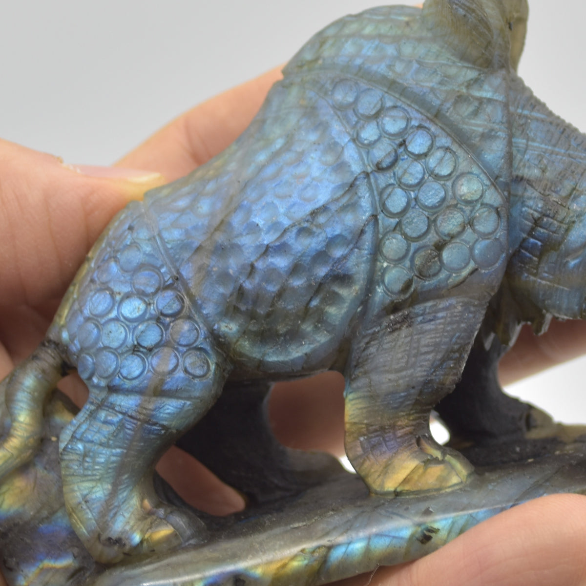 Labradorite Crystal Rhinoceros - 7cm x 10.5cm x 3.5cm - 209 grams #03