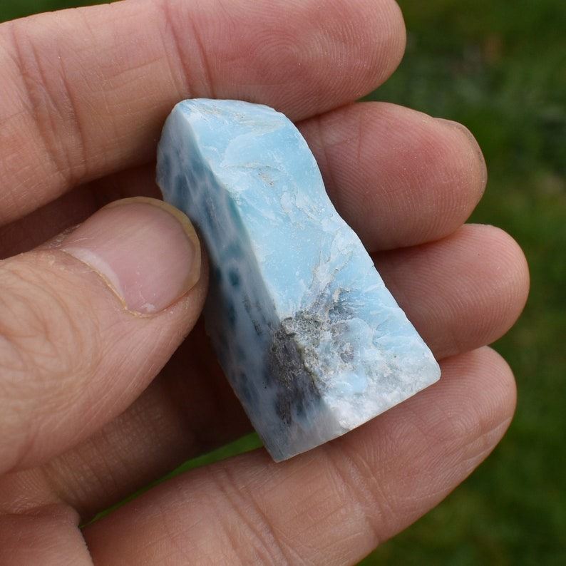 Larimar Dolphin Stone Freeform Raw Slab Slice - 17 grams - #01