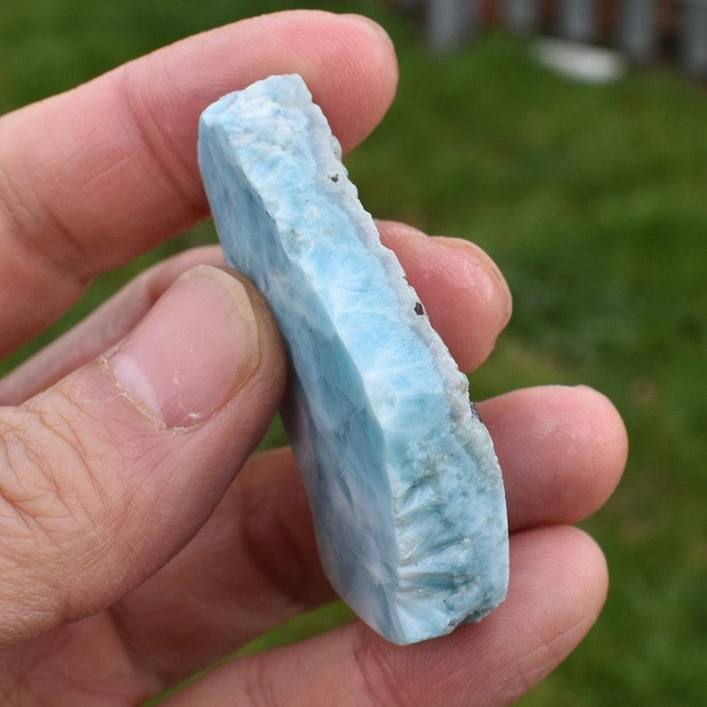 Larimar Dolphin Stone Freeform Raw Slab Slice - 28 grams - #023