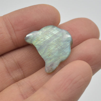 Labradorite Big Cat Head - 2cm x 2cm x 0.9cm - 4.2 grams