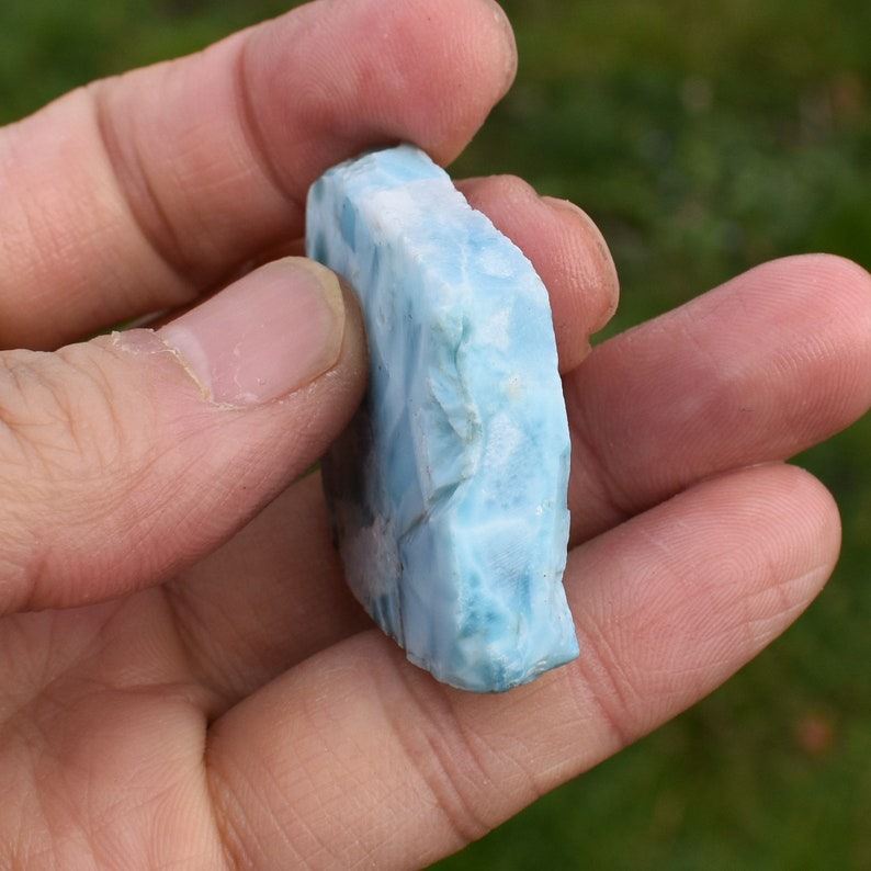 Larimar Dolphin Stone Freeform Raw Slab Slice - 23 grams - #017
