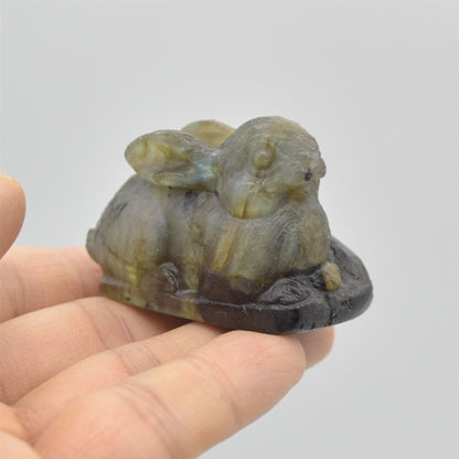 Labradorite Bunny Rabbit - 5cm x 4cm x 2.8cm - 68 grams