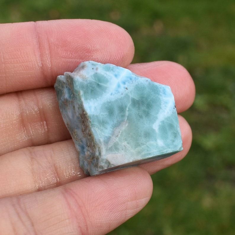 Larimar Dolphin Stone Freeform Raw Slab Slice - 18 grams - #014