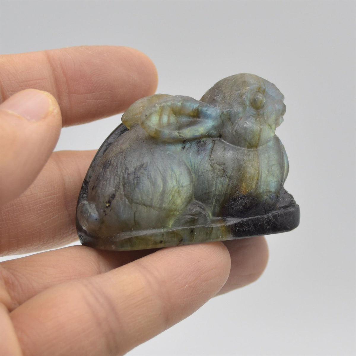 Labradorite Bunny Rabbit - 5cm x 4cm x 2.8cm - 68 grams