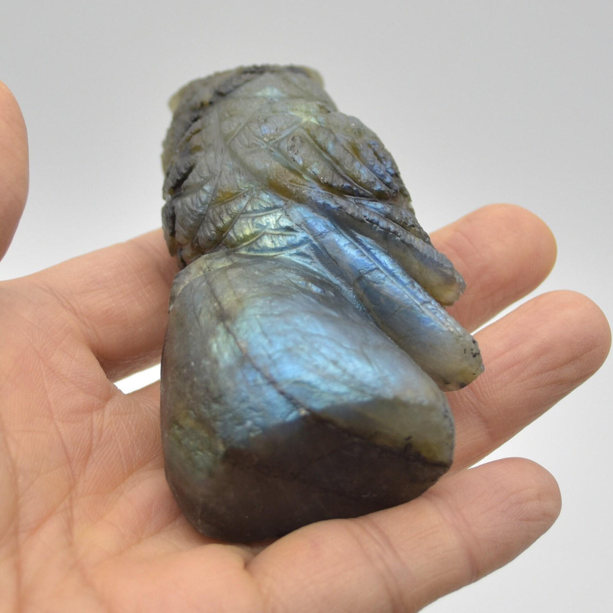 Labradorite Crystal Carved Owl - 8.5cm - 167 grams #01