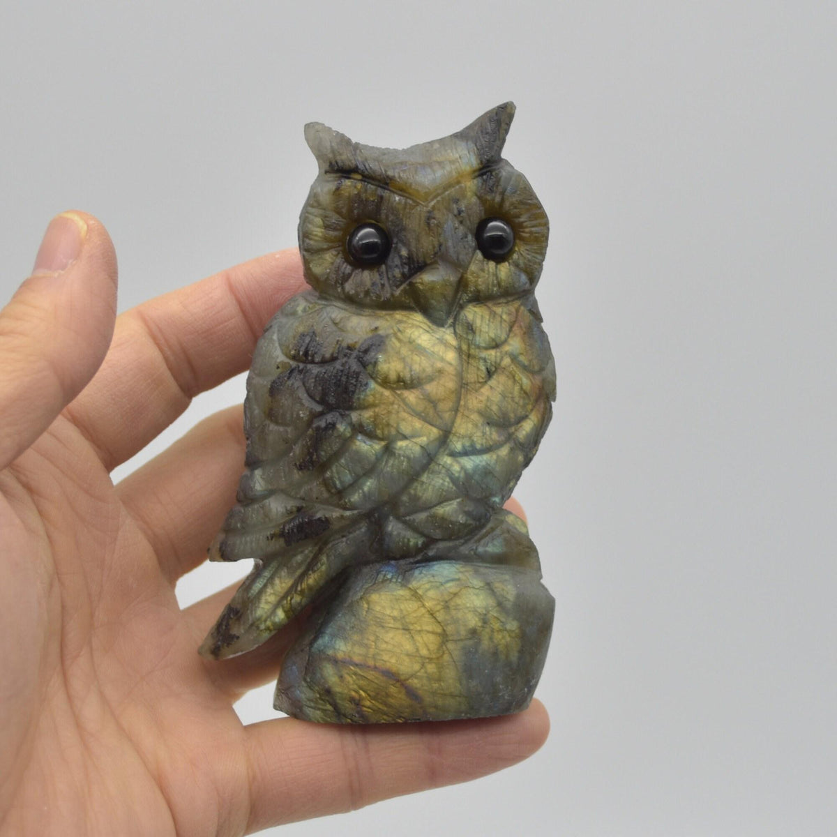 Labradorite Crystal Carved Owl - 10cm - 315 grams #19