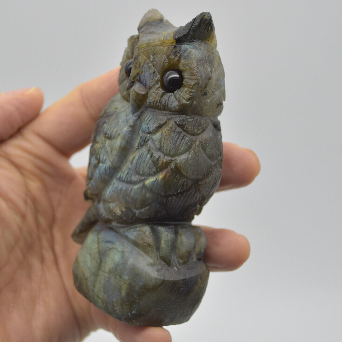 Labradorite Crystal Carved Owl - 10cm - 315 grams #19