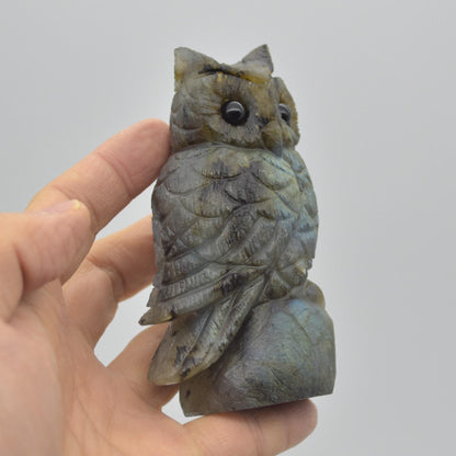 Labradorite Crystal Carved Owl - 10cm - 315 grams #19