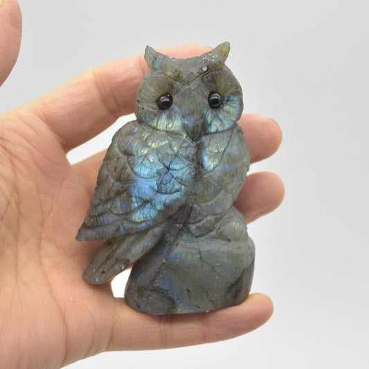 Labradorite Crystal Carved Owl - 9cm - 211 grams #18