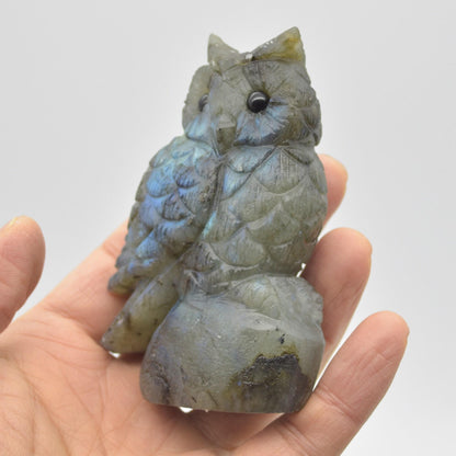 Labradorite Crystal Carved Owl - 9cm - 211 grams #18