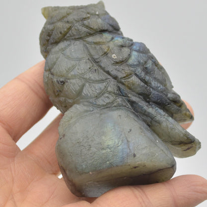 Labradorite Crystal Carved Owl - 9cm - 211 grams #18