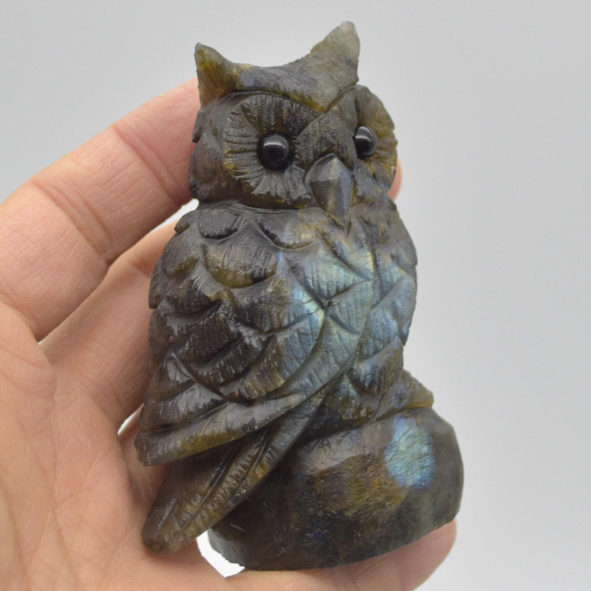 Labradorite Crystal Carved Owl - 8.5cm - 196 grams #16