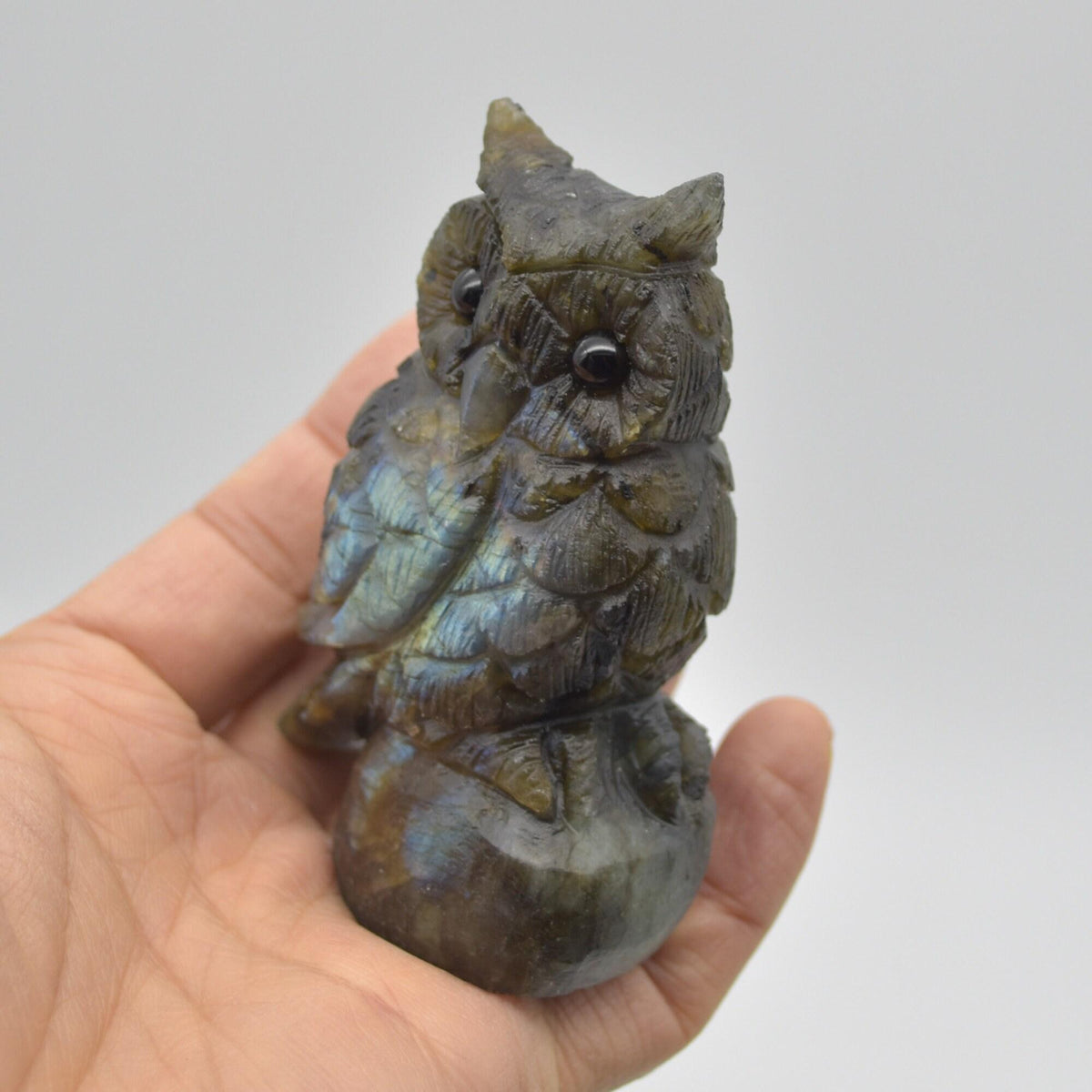 Labradorite Crystal Carved Owl - 8.5cm - 196 grams #16