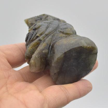 Labradorite Crystal Carved Owl - 8.5cm - 196 grams #16