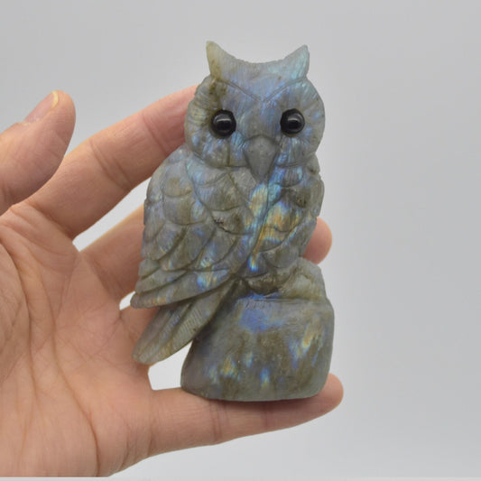 Labradorite Crystal Carved Owl - 10cm - 238 grams #13